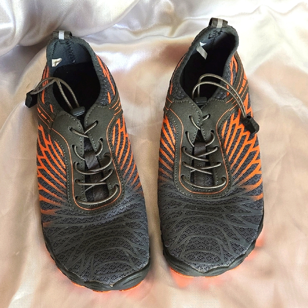 Vibrant Gray and Orange Sneakers